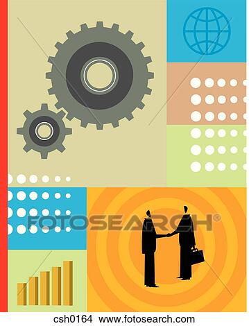 Stock Illustration - Two businessmen shaking hands over a business deal. Fotosearch