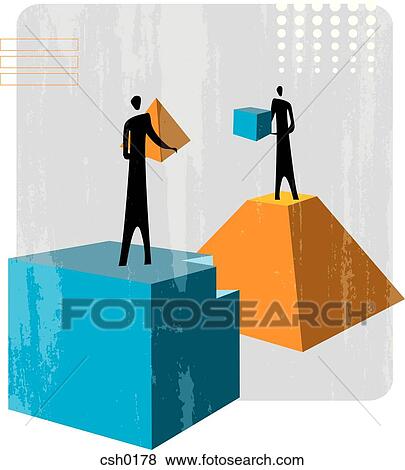 Two people work as a team to complete their tasks View Large Illustration Stock Illustration - Two people work as a team to complete their tasks. Fotosearch