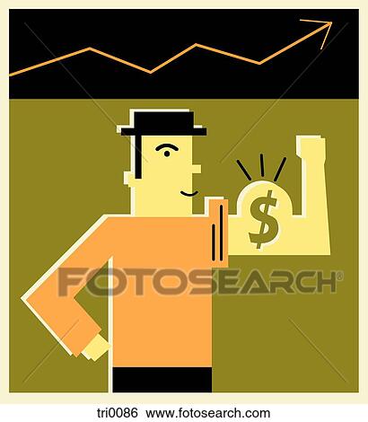 A man flexing his dollar muscle as the graph rises View Large Illustration Stock Illustration - A man flexing his dollar muscle as the graph rises. Fotosearch
