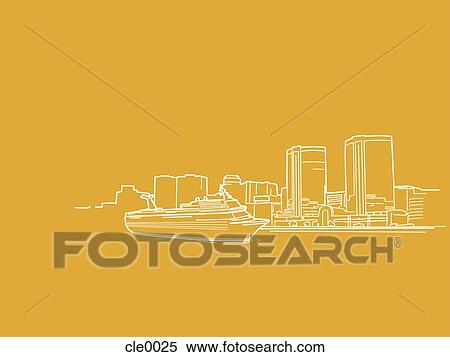 Stock Illustration - An illustration of a harbor cruise. Fotosearch