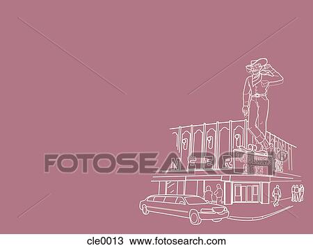 An illustration of a Las vegas street View Large Illustration Drawing - An illustration of a Las vegas street. Fotosearch