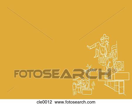 An illustration of downtown scene View Large Illustration Drawing - An illustration of downtown scene. Fotosearch