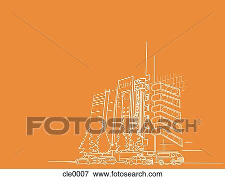 Stock Illustration - An illustration of modern buildings. Fotosearch