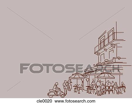 An illustration of people at a busy restaurant View Large Illustration Clipart - An illustration of people at a busy restaurant. Fotosearch