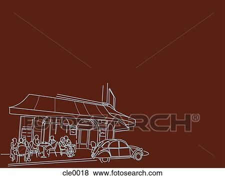 Stock Illustration - An illustration of people at an outfoor cafe. Fotosearch