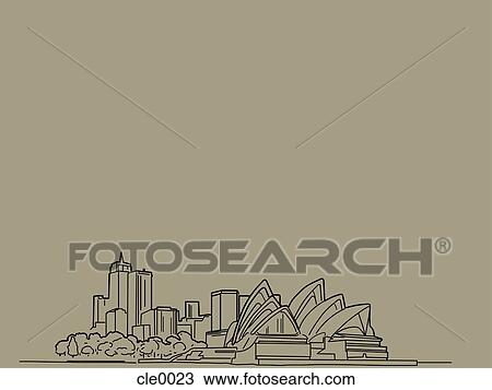 Drawing - An illustration of the Sydery opera house. Fotosearch