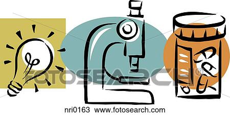 Drawing - A Series of drug research process. Fotosearch
