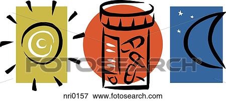 Stock Illustration - An Illustration of day and night time medicines. Fotosearch