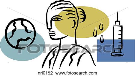 Drawing - Illustration of global healthcare. Fotosearch