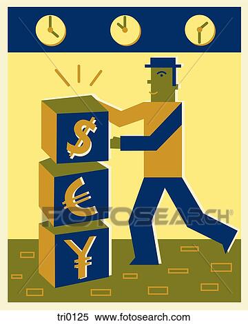 A man building blocks with currency symbols View Large Illustration Stock Illustration - A man building blocks with currency symbols. Fotosearch