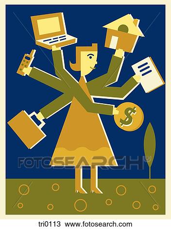 A woman balancing life and career View Large Illustration Drawing - A woman balancing life and career. Fotosearch