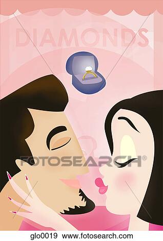 A couple shopping for an engagement ring View Large Illustration Stock Illustration - A couple shopping for an engagement ring. Fotosearch