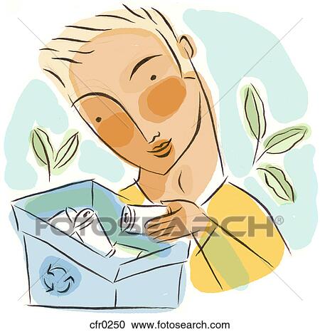 A man doing his part for the environment byu recycling View Large Illustration Clipart - A man doing his part for the environment byu recycling. Fotosearch