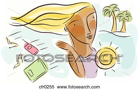A woman taking a break from work View Large Illustration Stock Illustration - A woman taking a break from work. Fotosearch