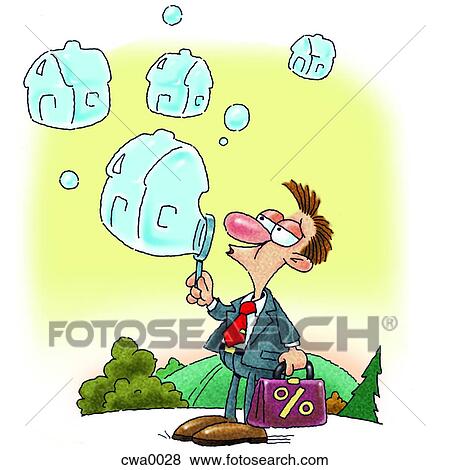 A graphic representation of a man blowing housing bubble View Large Illustration Stock Illustration - A graphic representation of a man blowing housing bubble. Fotosearch