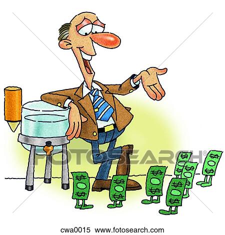 Stock Illustration - A man having a water cooler talk with money. Fotosearch
