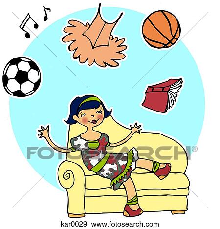 A girl juggling with life View Large Illustration Stock Illustration - A girl juggling with life. Fotosearch