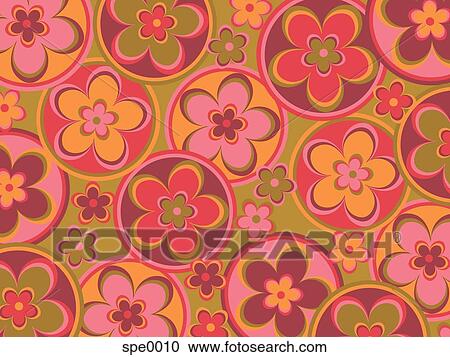 A design of full-bloomed flowers enclosed in circles View Large Illustration Clipart - A design of full-bloomed flowers enclosed in circles. Fotosearch