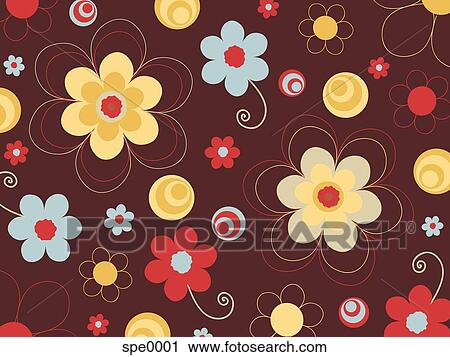 Clip Art - A picture of flowers on chocolate background. Fotosearch