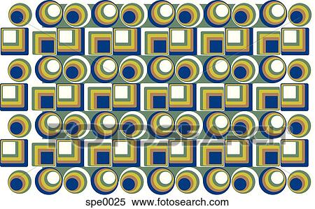 Stock Illustration - Illustrated abstract pattern with green and blue shapes. Fotosearch