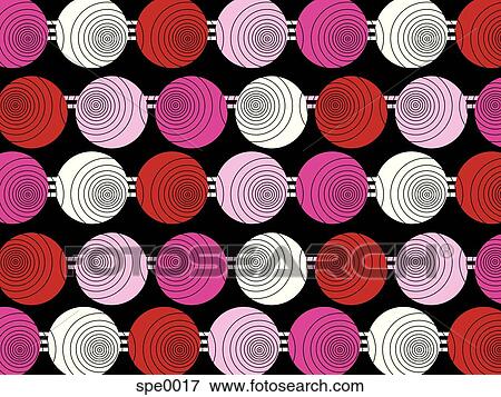 Stock Illustration - Illustrated abstract pattern with pink and white on black. Fotosearch