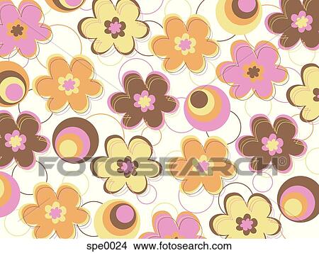 Stock Illustration - Illustrated abstract pattern with colorful flowers. Fotosearch