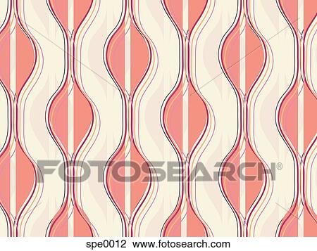 Drawing - Illustrated abstract pattern with wavy pink shapes. Fotosearch