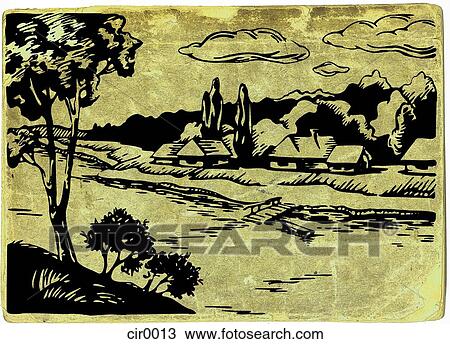 illustration, scenic, vintage, cartoons, graphics View Large Illustration Drawing - illustration, scenic, vintage, cartoons, graphics. Fotosearch