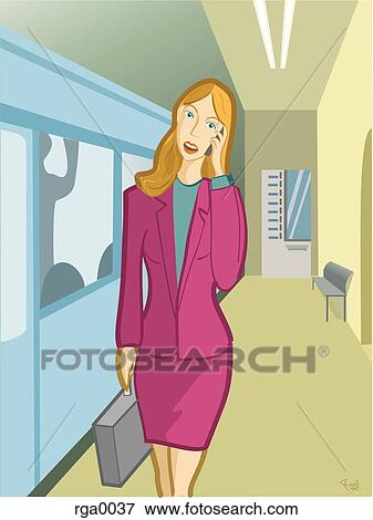 A businesswoman at the subway station View Large Illustration Stock Illustration - A businesswoman at the subway station. Fotosearch