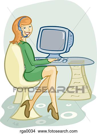 A businesswoman working in her office View Large Illustration Stock Illustration - A businesswoman working in her office. Fotosearch