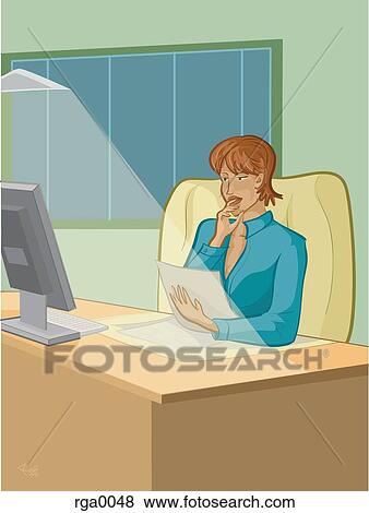 Stock Illustration - A project manager having a meeting with her team. Fotosearch