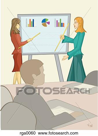 Clipart - Two women giving a business presentation. Fotosearch