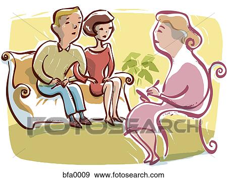 A couple having a marital counselling View Large Illustration Stock Illustration - A couple having a marital counselling. Fotosearch