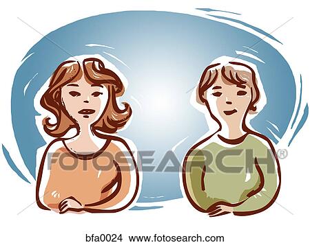 Two woman sitting side by side View Large Illustration Stock Illustration - Two woman sitting side by side. Fotosearch