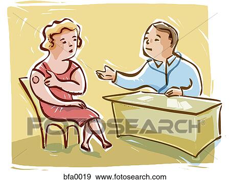 Woman discussing hormone replacement with her doctor View Large Illustration Stock Illustration - Woman discussing hormone replacement with her doctor. Fotosearch