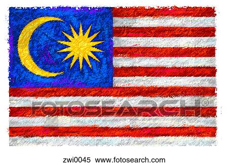 Drawing of the flag of Malaysia View Large Illustration Stock Illustration - Drawing of the flag of Malaysia. Fotosearch
