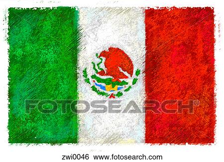 Drawing of the flag of Mexico View Large Illustration Stock Illustration - Drawing of the flag of Mexico. Fotosearch