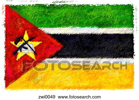 Stock Illustration - Drawing of the flag of Mozambique. Fotosearch