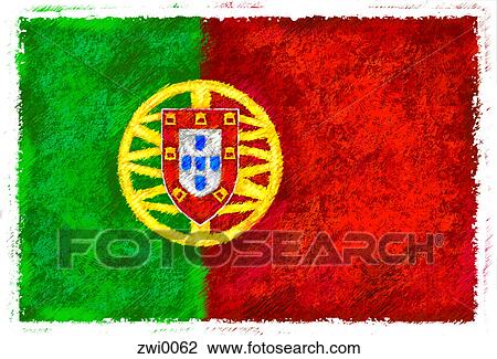Drawing - Flag of Portugal. Fotosearch