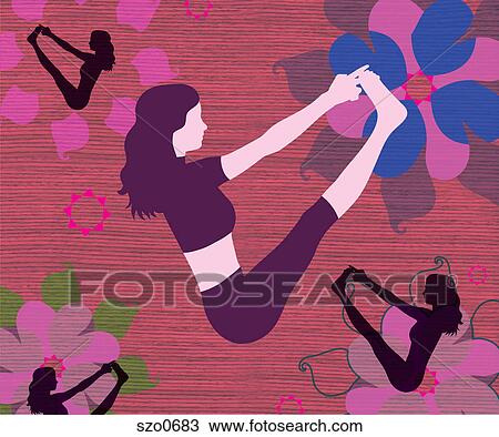 A woman in boat pose View Large Illustration Drawing - A woman in boat pose. Fotosearch