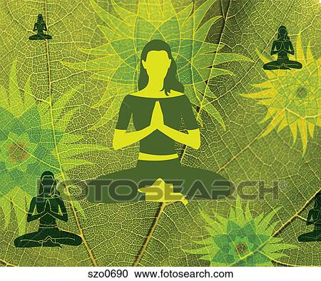 A woman in the salutation seal pose View Large Illustration Clipart - A woman in the salutation seal pose. Fotosearch