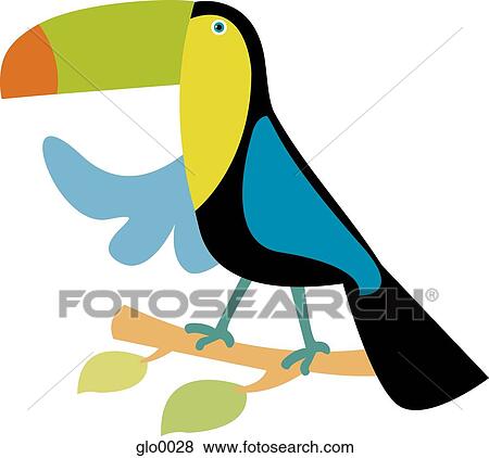 A colorful toucan perched on a tree branch View Large Illustration Stock Illustration - A colorful toucan perched on a tree branch. Fotosearch