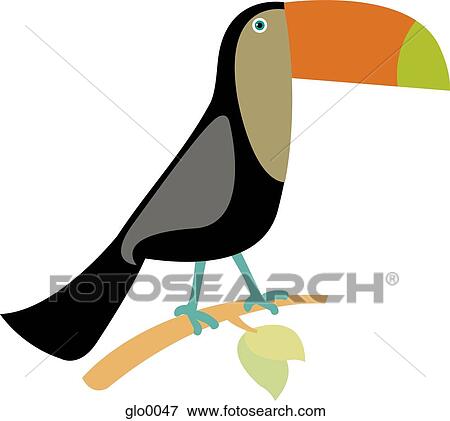A toucan perched on a tree branch View Large Illustration Stock Illustration - A toucan perched on a tree branch. Fotosearch