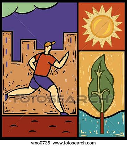 Collage of man jogging View Large Illustration Stock Illustration - Collage of man jogging. Fotosearch