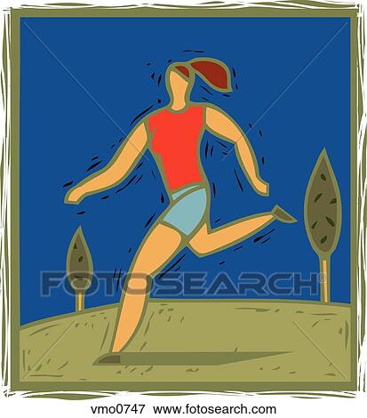 Illulstration of a woman jogging View Large Illustration Stock Illustration - Illulstration of a woman jogging. Fotosearch