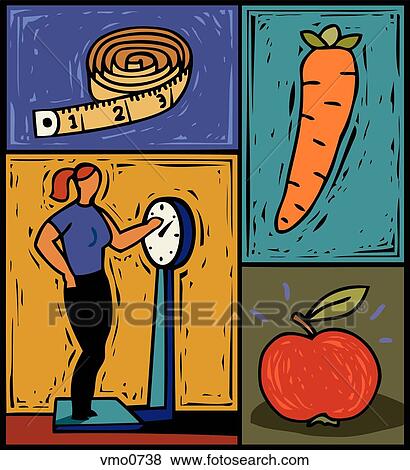 Illustration of a woman standing on a weigh scale View Large Illustration Stock Illustration - Illustration of a woman standing on a weigh scale. Fotosearch