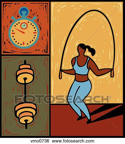 Illustration of a woman using a jump rope View Large Illustration Stock Illustration - Illustration of a woman using a jump rope. Fotosearch