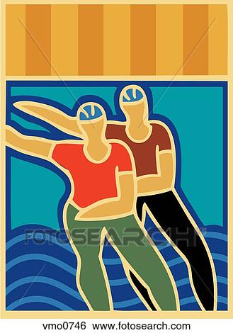 Illustration of two people inline skating View Large Illustration Stock Illustration - Illustration of two people inline skating. Fotosearch
