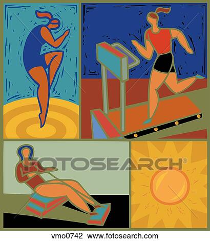 Illustration of women working out View Large Illustration Drawing - Illustration of women working out. Fotosearch