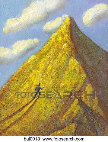Stock Illustration - A businessman climbing a mountain. Fotosearch